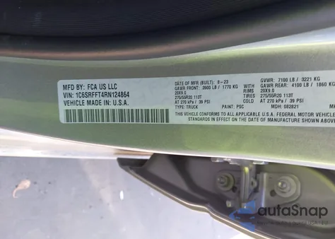 2024 Ram 1500 Lone Star 4X4 5'7 Box из США, поврежденный, VIN 1C6SRFFT4RN124864